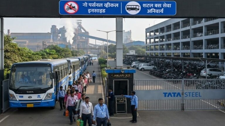 Jamshedpur News : टाटा स्टील में 1 जनवरी 2028 से कर्मचारियों की गाड़ियों की इंट्री बंद, शुरू हुई शटल बस सेवा